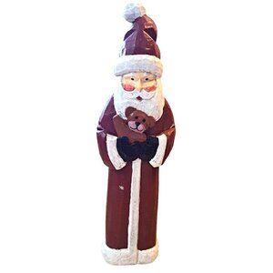 Vintage Rustic Folk Art Carved Saint Nick Santa Claus 8" Tall Painted
